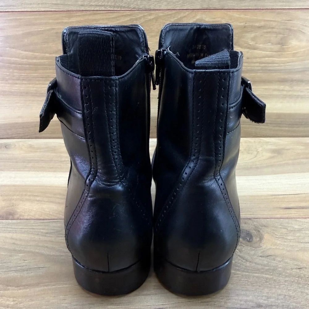 Johnston & Murphy Collection Wingtip Boots 9.5 M Black Leather Zipper Square Toe